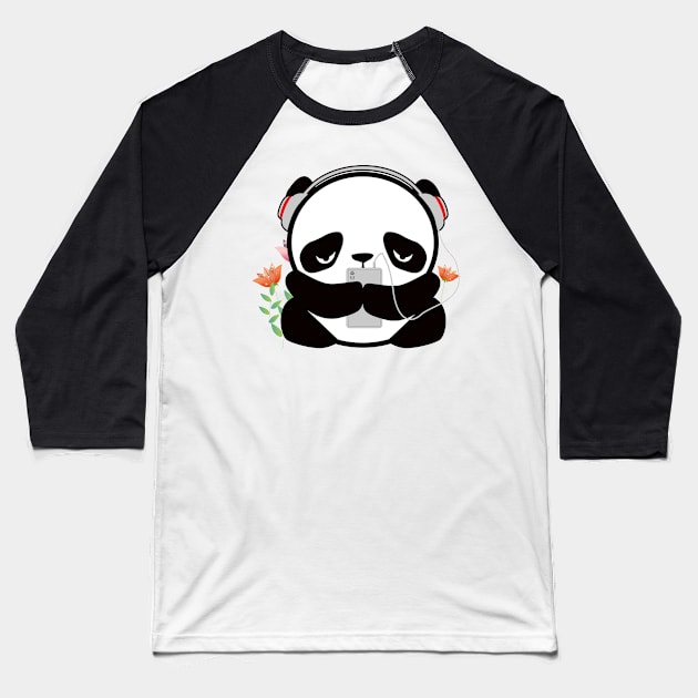 PANDA MUSIC Baseball T-Shirt by Jack Wolfie Gallery